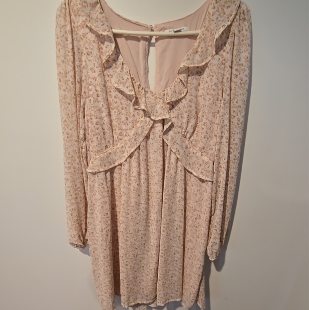 American Eagle Floral Ruffle V-Neck Mini Dress